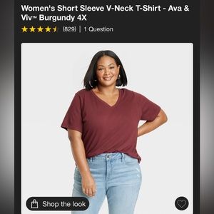NWT AVA & VIV 4X Burgundy Tee